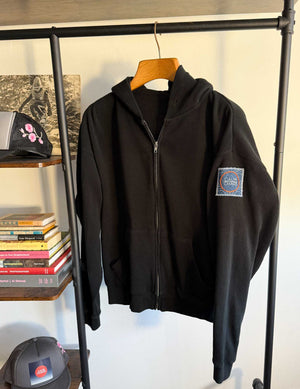 Black Waffleknit Thermal Hoodie